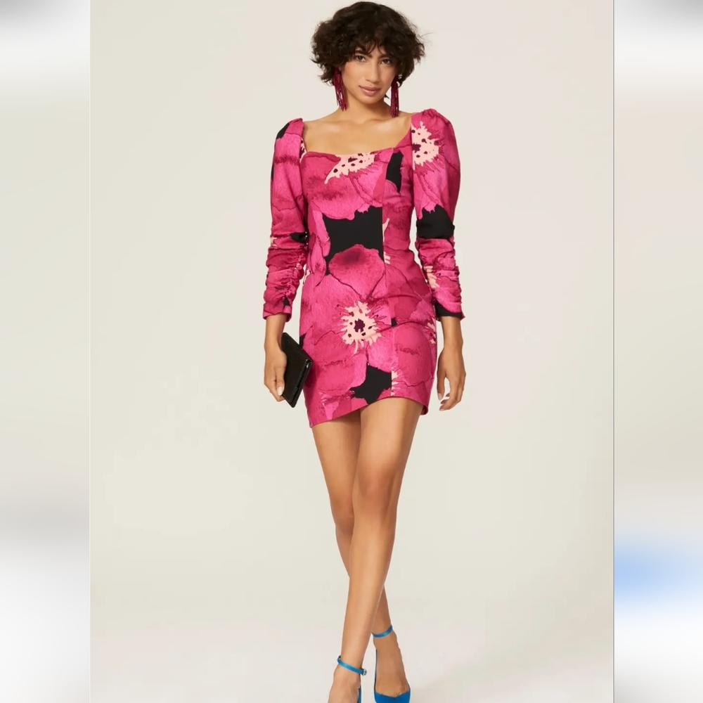 Hutch Pink Floral Mini Puff Sleeve Dress Size 2